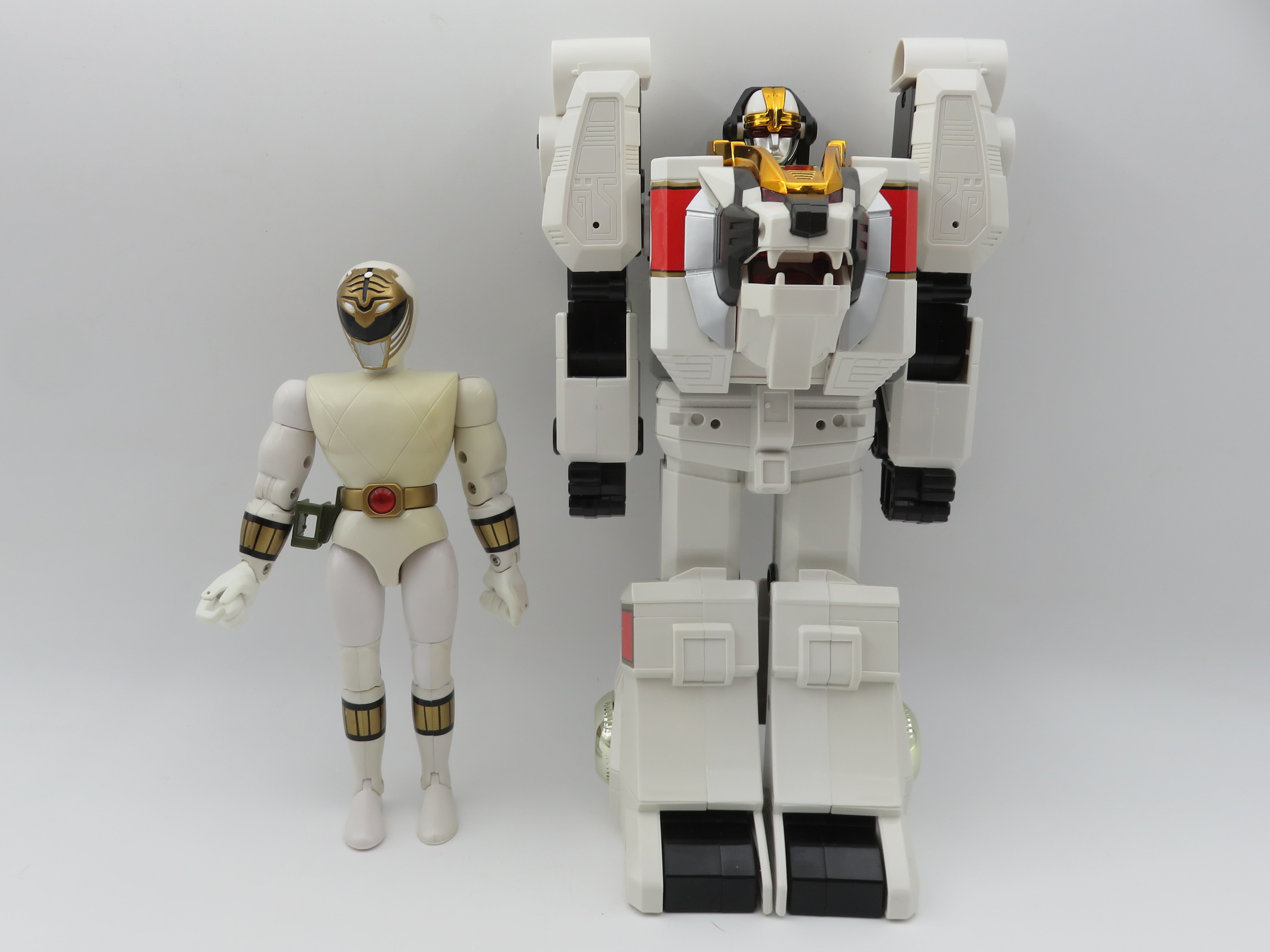 MIGHTY MORPHIN' POWER RANGERS White Tigerzord Figure Set - Bandai (1994) Vintage Robot Toy